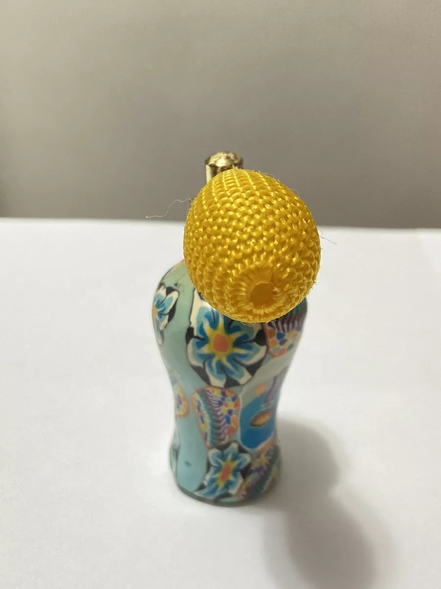 Perfumeiro Antigo Borrifador Em Vidro Decoração Floral