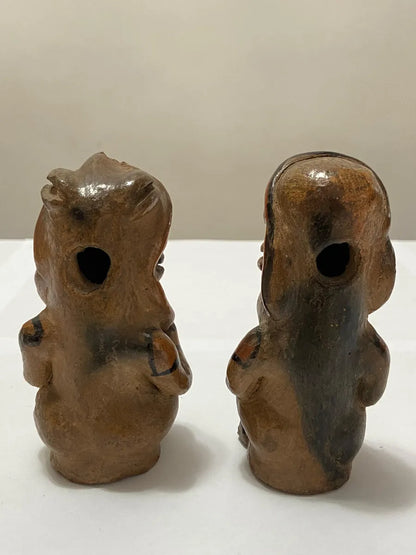 Par De Figuras Em Cerâmica Antiga Estilo Pré-colombiano