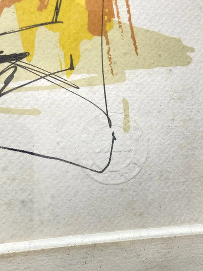 Quadro Antigo Arte Abstrata Colorida Com Moldura Branca Colorido