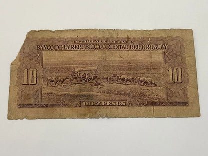 Cédula Antiga Uruguai 1939 10 Pesos