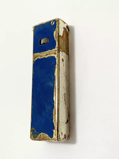 Isqueiro Antigo Azul E Dourado