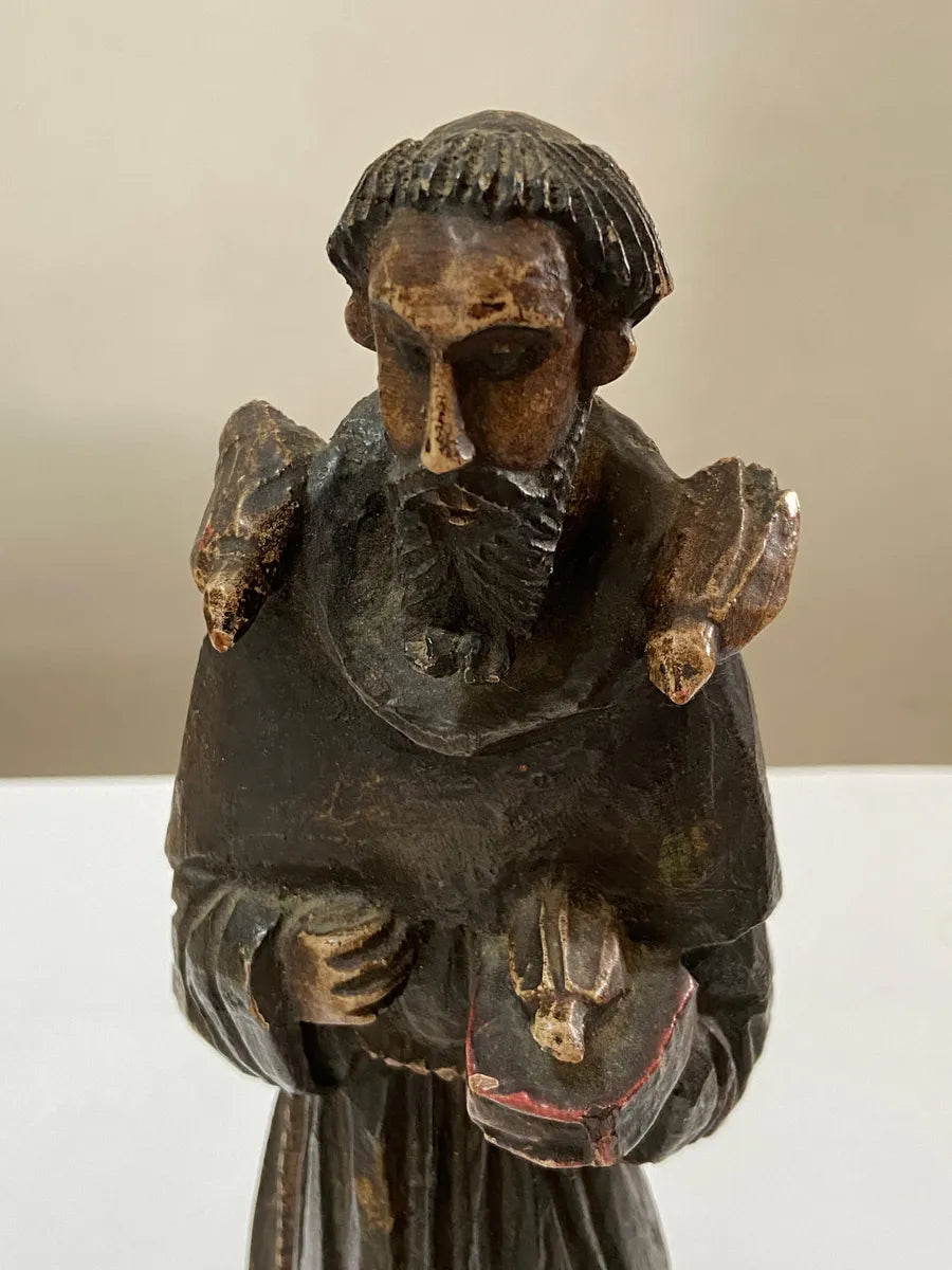 M.Milza - Arte Sacra - Antiga Escultura São Francisco Em Madeira