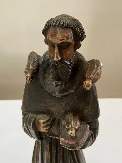 M.Milza - Arte Sacra - Antiga Escultura São Francisco Em Madeira