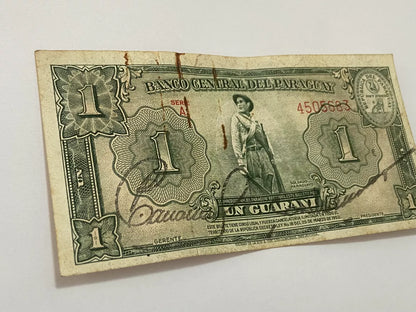 Cédula Antiga 1952 Paraguai 1 Guarani Assinada