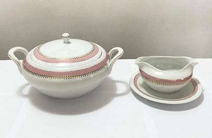 Conjunto Antigo Sopeira E Molheira Em Porcelana Steatita