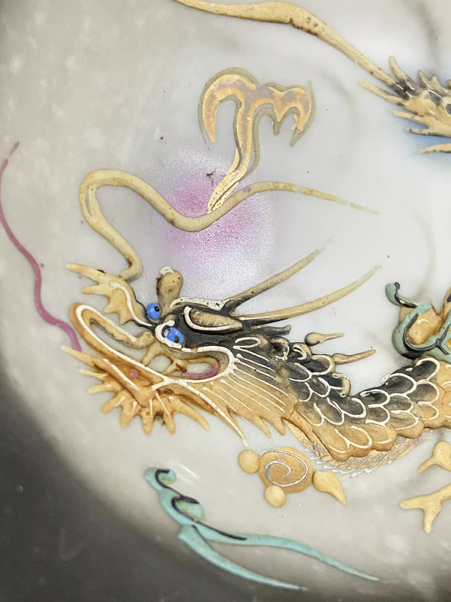 Bowl Covilhete Antigo Porcelana Japonesa Dragão Em Relevo