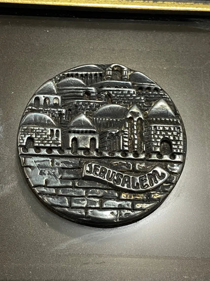 Quadro Jerusalém Em Prata 925 - Zadok Arts Israel Prateado Marrom