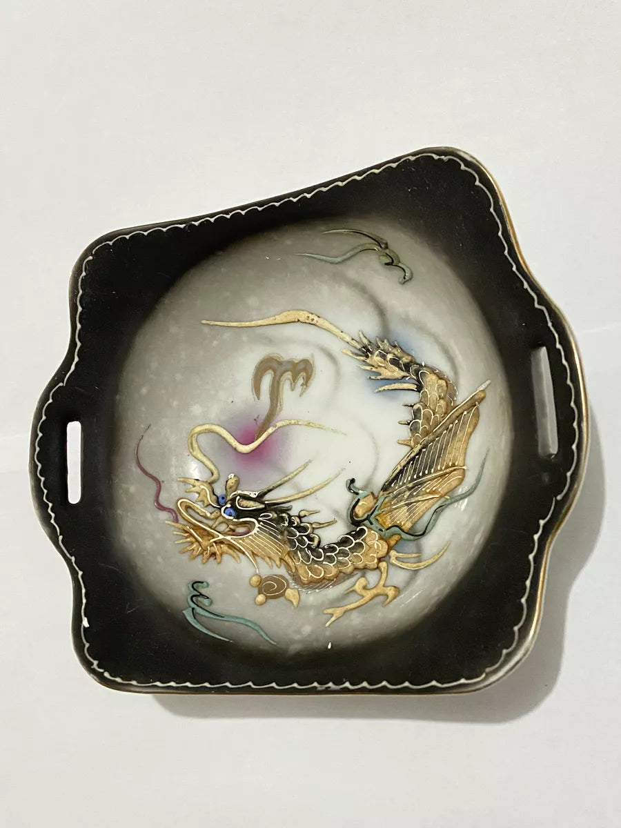Bowl Covilhete Antigo Porcelana Japonesa Dragão Em Relevo