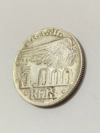 Moeda Antiga de prata 1937 santos dumont 5000 reis