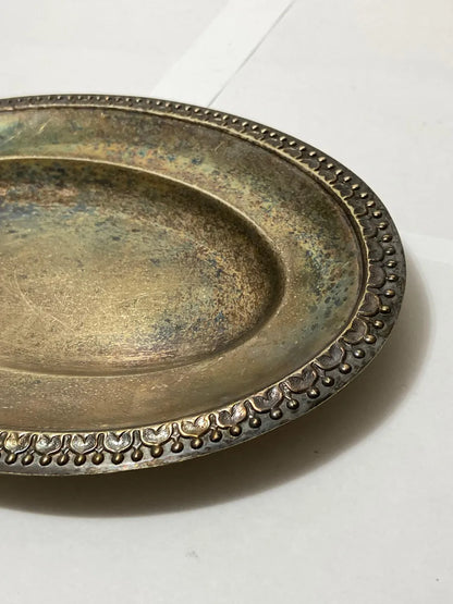 Antiga Travessa Oval Metal Prateado 27x18,5cm