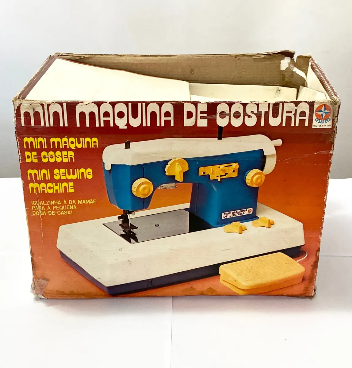 Mini Máquina De Costura Antiga Estrela Anos 80 Com Caixa Branco