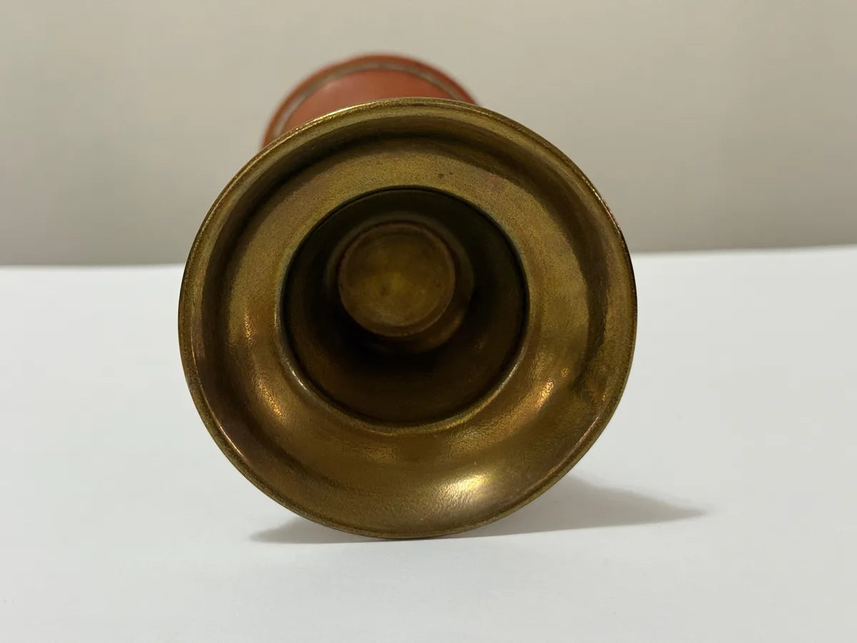 Antigo Castiçal Inglês Em Bronze/latão Século XIX