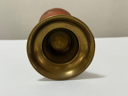 Antigo Castiçal Inglês Em Bronze/latão Século XIX