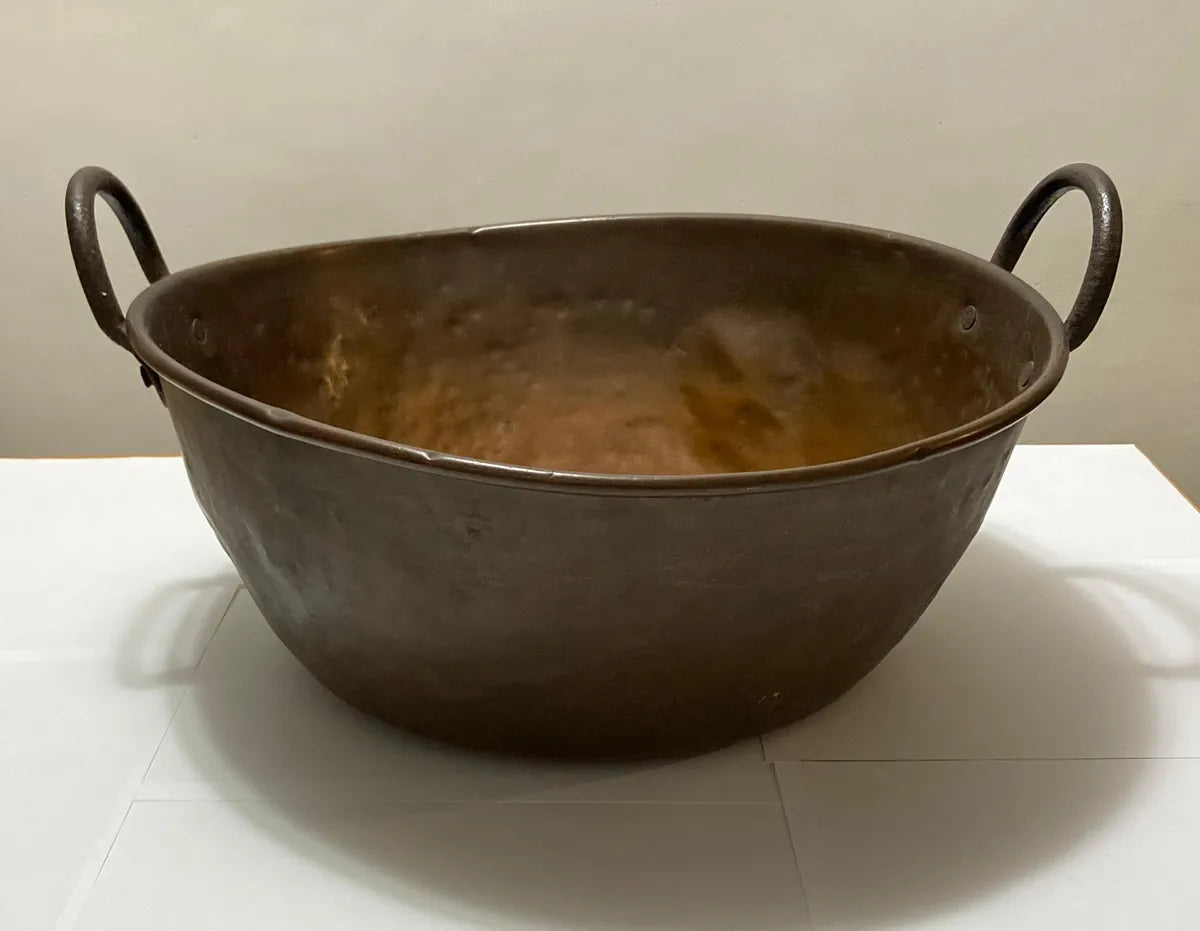 Caldeirão Antigo Em Cobre Com Alças 49cm