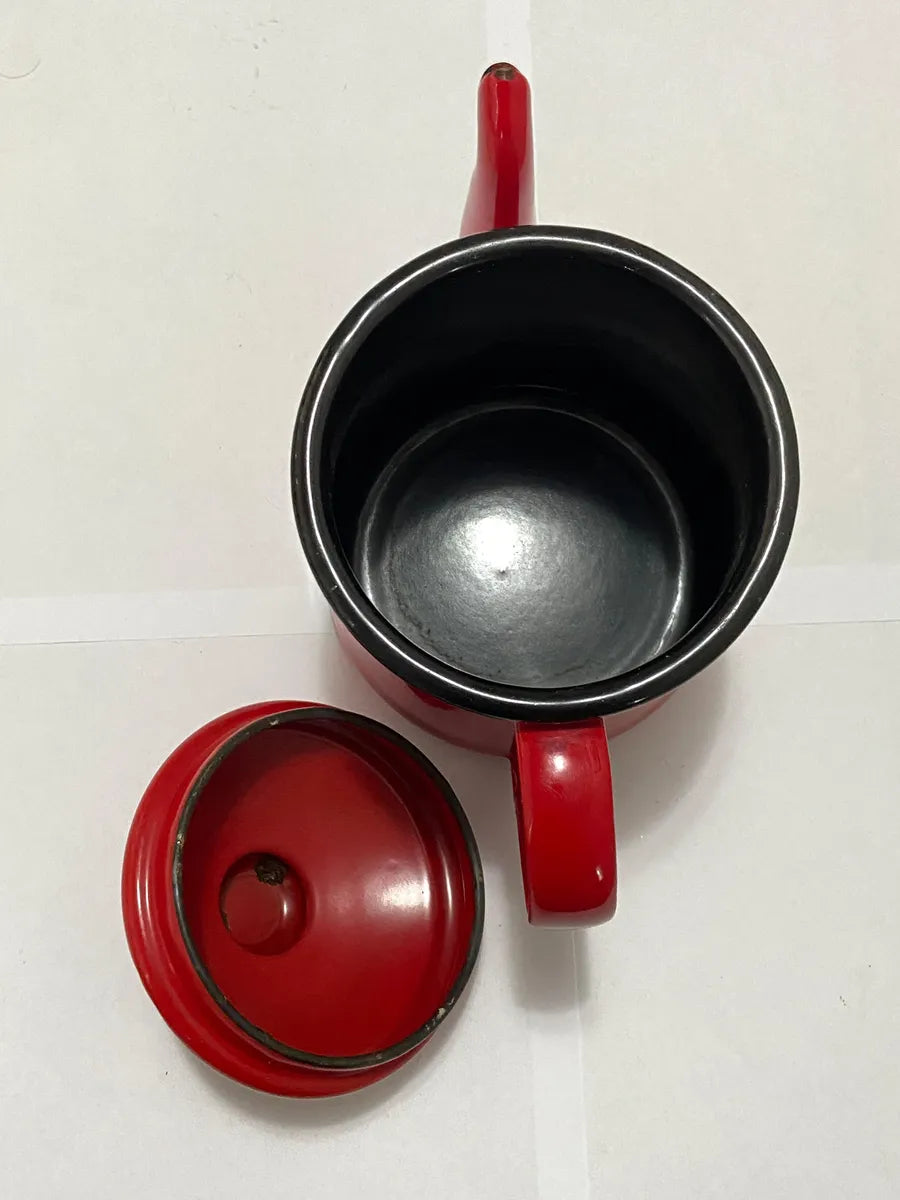 Bule Antigo Esmaltado Vermelho Vermelho