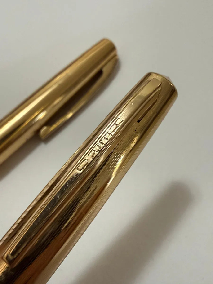 Kit Canetas Antigas Hero Wing Sung Douradas Com Estojo