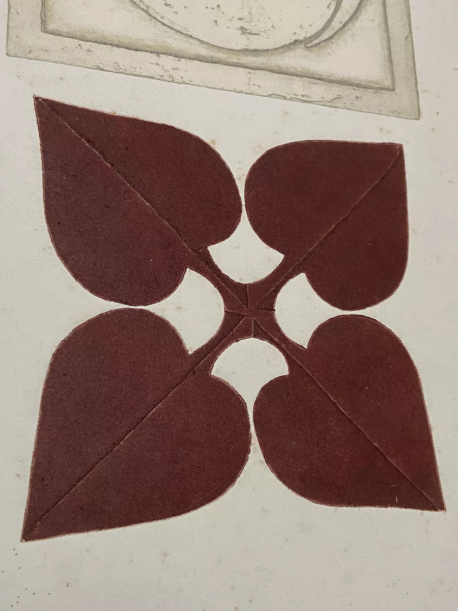 Gravura Antiga Com Espiral E Formas Geométricas Assinada