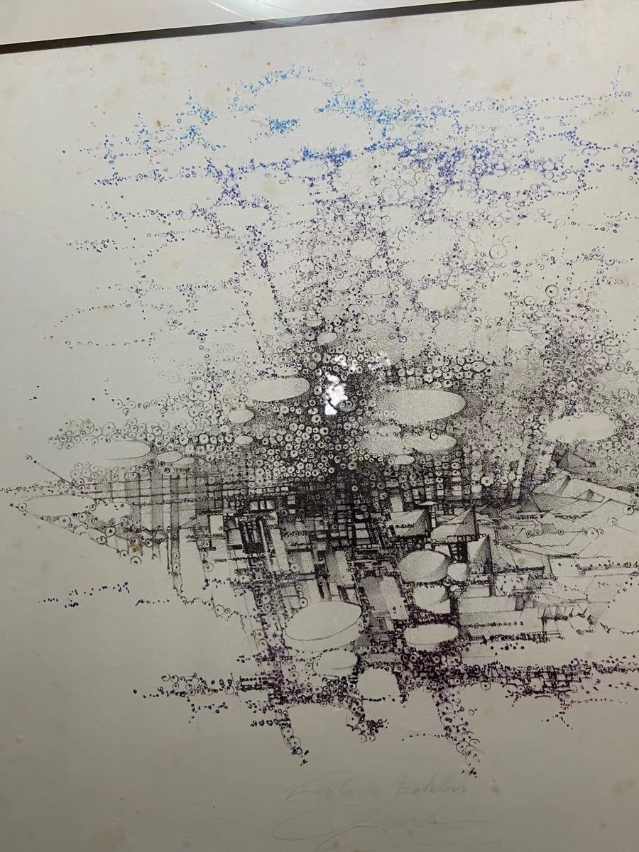 Quadro Gravura Abstrata Numerada Assinada Claude Loriou Única Marrom