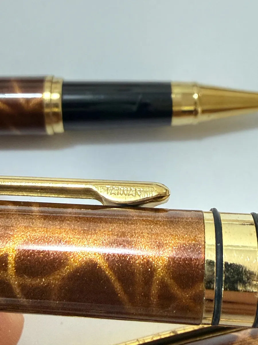 Conjunto Canetas Antigas Taiwan Marmorizadas Com Estojo Refil