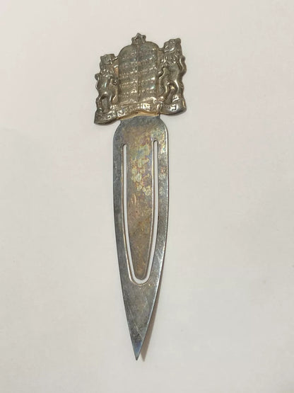 Abridor De Cartas Antigo Prata 925 Com Placa Judaica