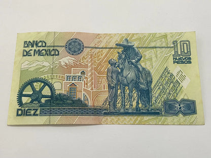 Cédula Antiga 1992 Mexico 10 Nuevos Pesos Emiliano Zapata