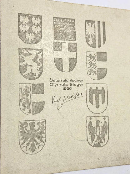 Cartão Postal Antigo Olimpíadas 1936 Alemanha Áustria C Selo