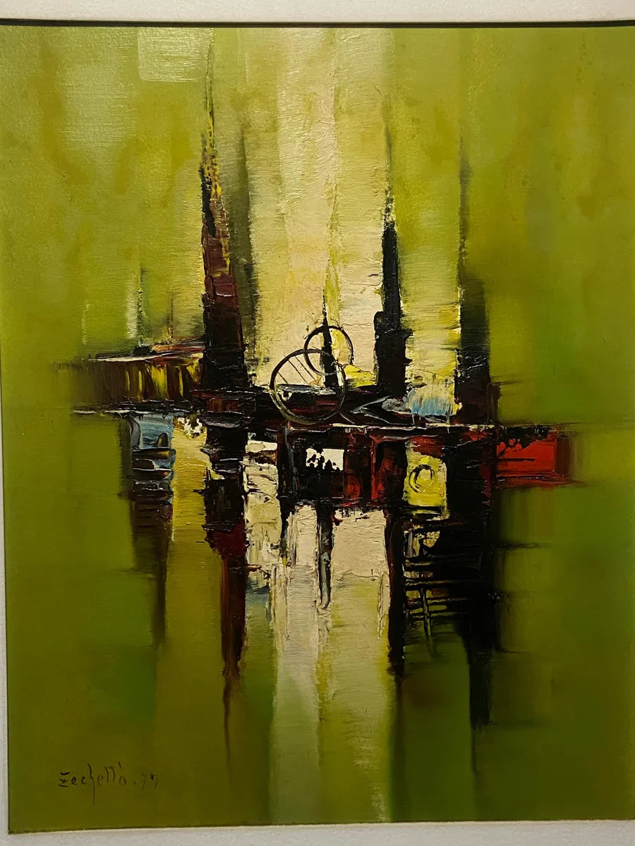 J. L Zechetto 1977 - Quadro Antigo Oléo S/ Tela - Abstração