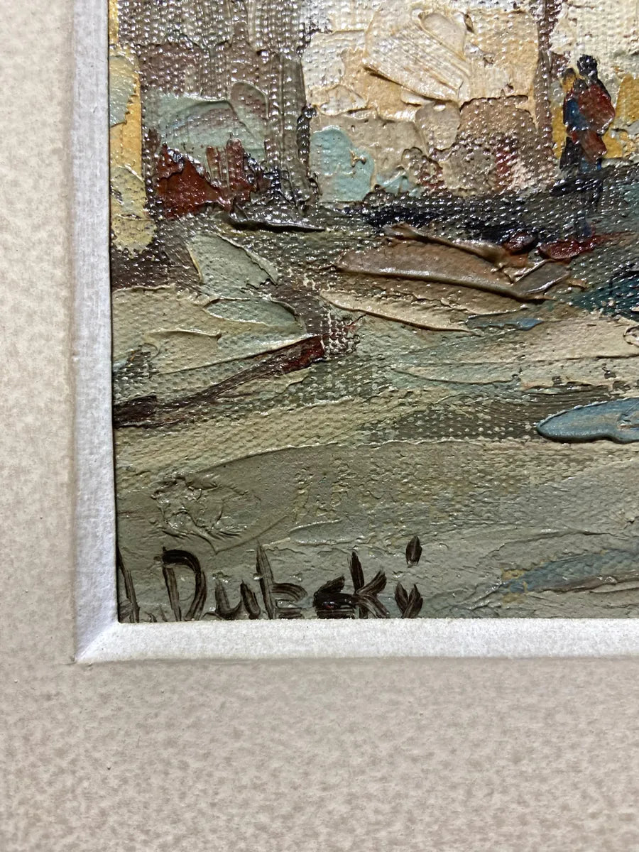 A. Dubsky - Quadro Antigo Óleo S/ Tela Rua Colonial