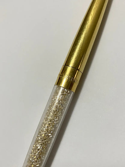 Caneta Swarovski Original Dourada Com Cristais Dourado Preto