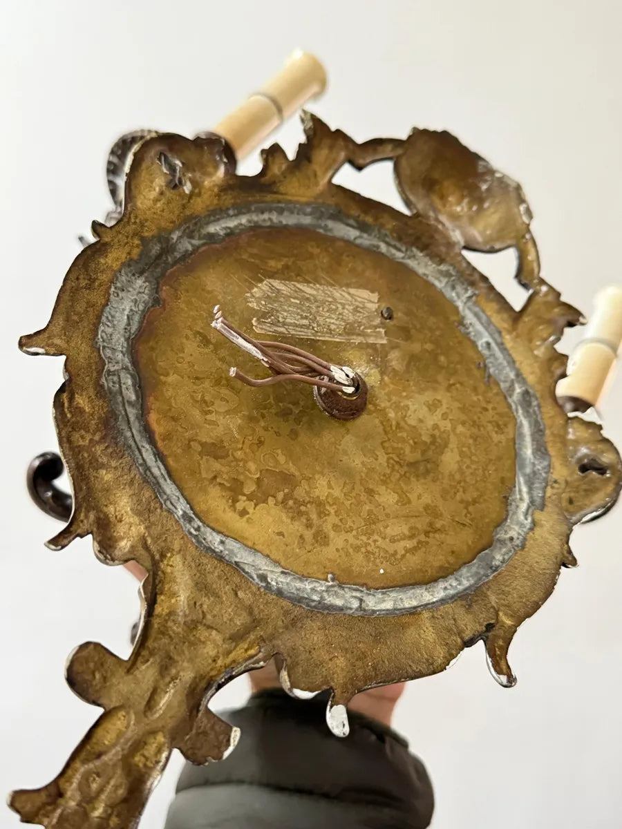 Par De Arandelas De Parede Antigas Bronze 3 Braços Luís XV