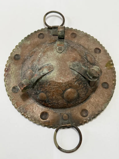 Centro De Mesa Antigo Em Cobre Martelado 23cm