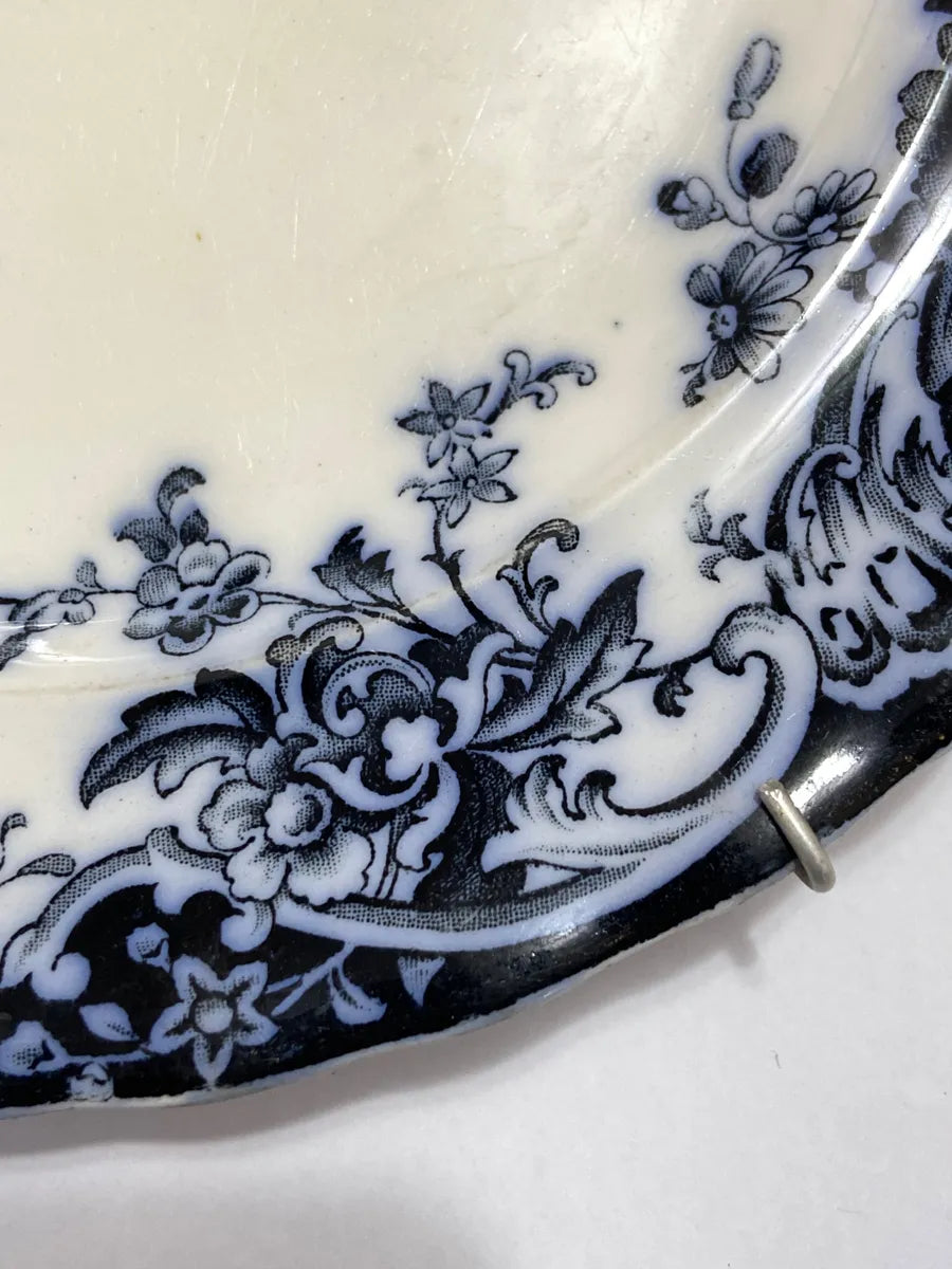 Antigo Prato De Faiança Inglesa Chatsworth K&c Late Mayers Azul