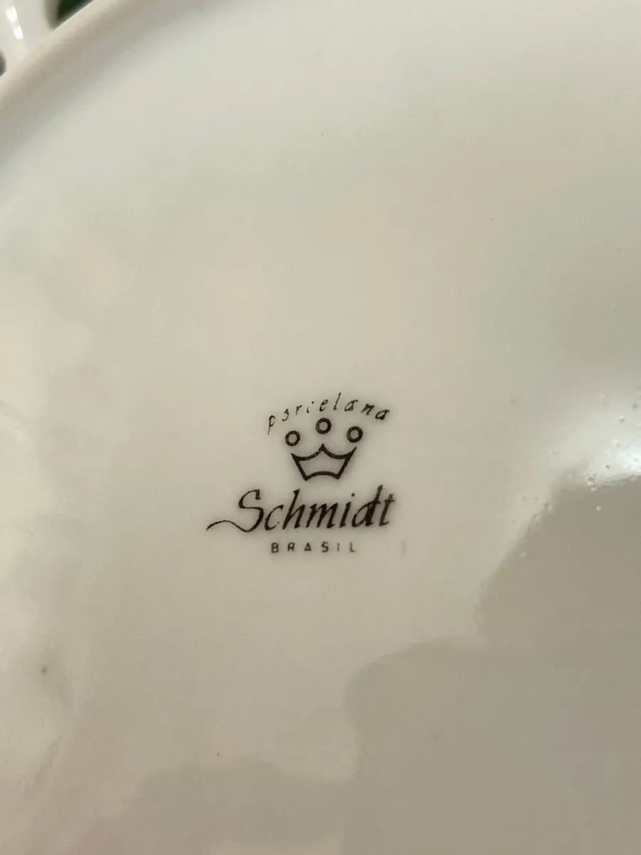 Prato Antigo Schmidt Porcelana Decorado 19,5cm Verde