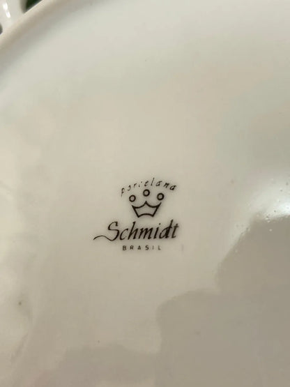 Prato Antigo Schmidt Porcelana Decorado 19,5cm Verde
