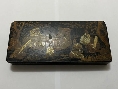 Caixa Antiga Oriental Em Laca Com Pintura