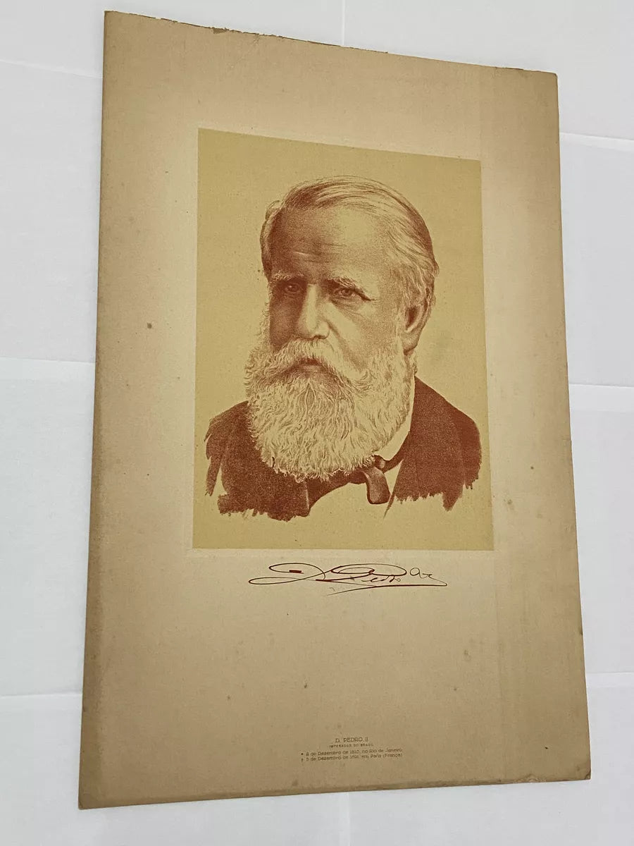 Gravura Antiga De Dom Pedro Ii Com Assinatura