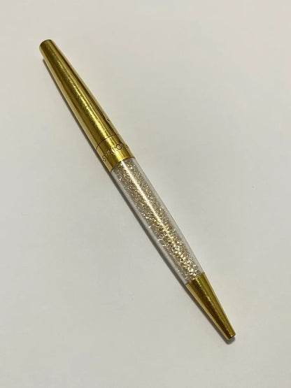 Caneta Swarovski Original Dourada Com Cristais Dourado Preto