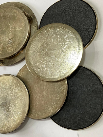 Conjunto Antigo De Porta Copos Em Metal Espessurado a Prata