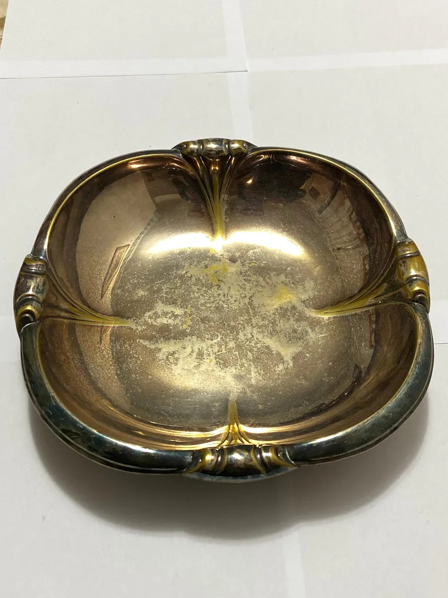 Antigo Centro De Mesa Em Metal Prateado