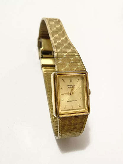 Relógio Antigo Orient Japan Quadrado Dourado