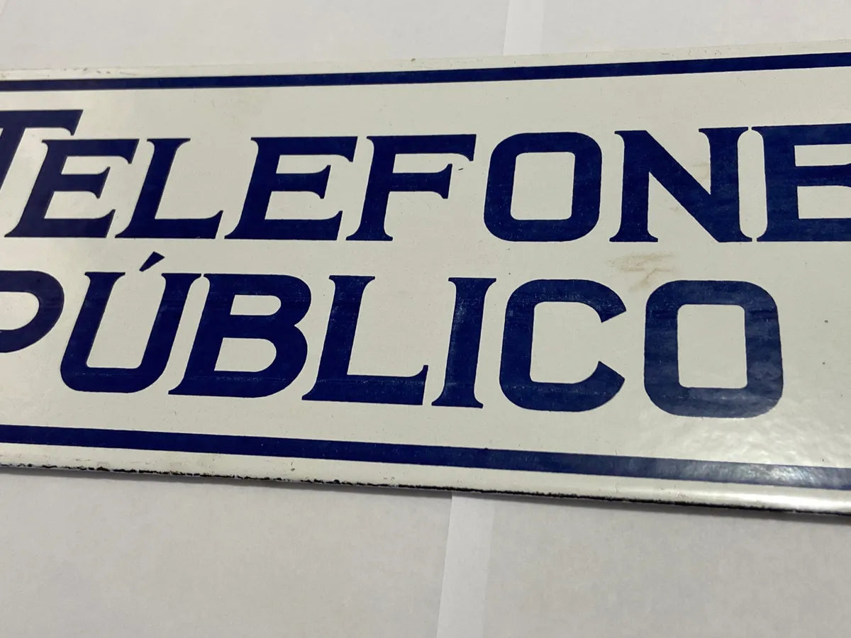 Placa Antiga Telefone Público Cia Telefônica Brasileira Branco