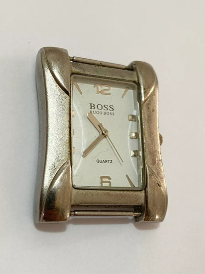 Relógio Antigo Hugo Boss Quartz Swiss Retangular Prata Prateado