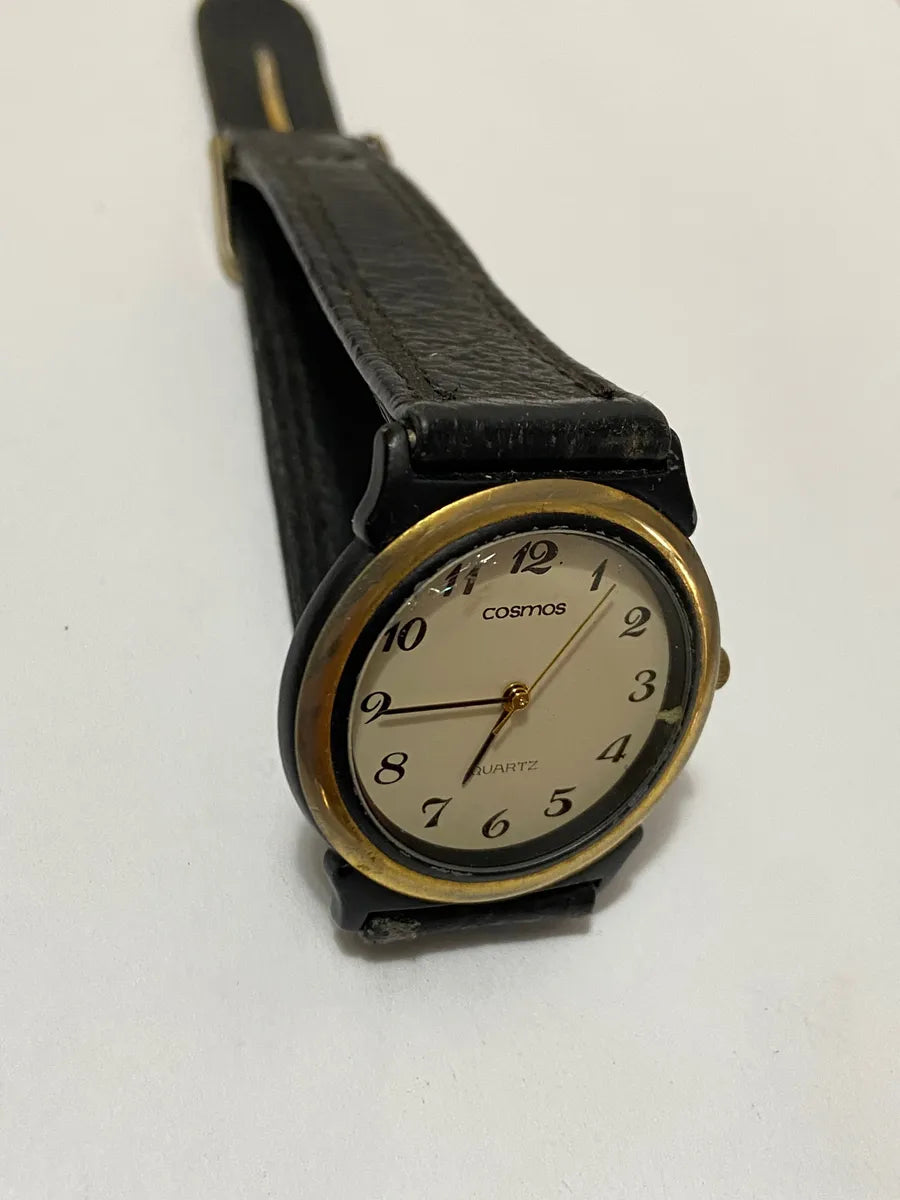 Relógio Antigo Cosmos Quartz Pzfm-629 Dourado