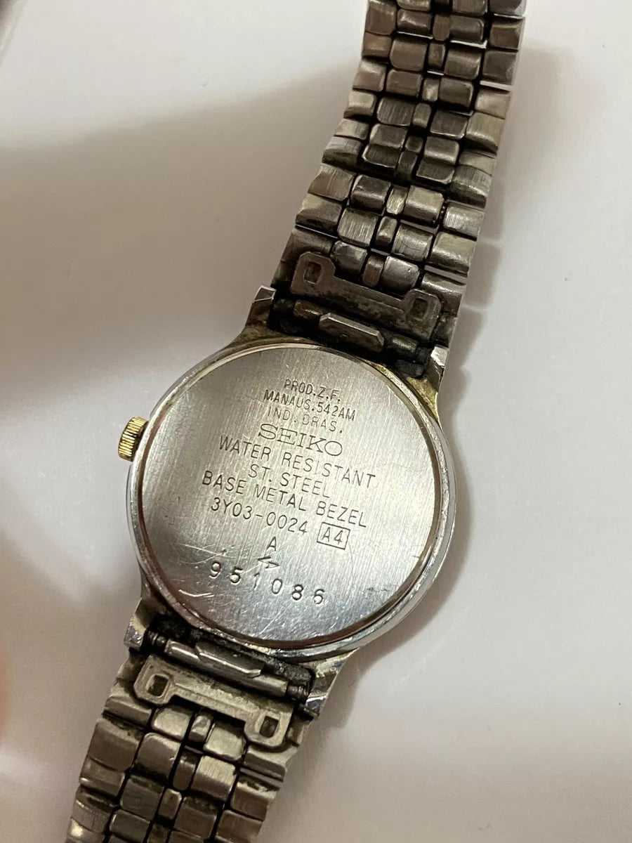 Relógio Antigo Seiko Day Date Quartz Japan Dourado E Prata