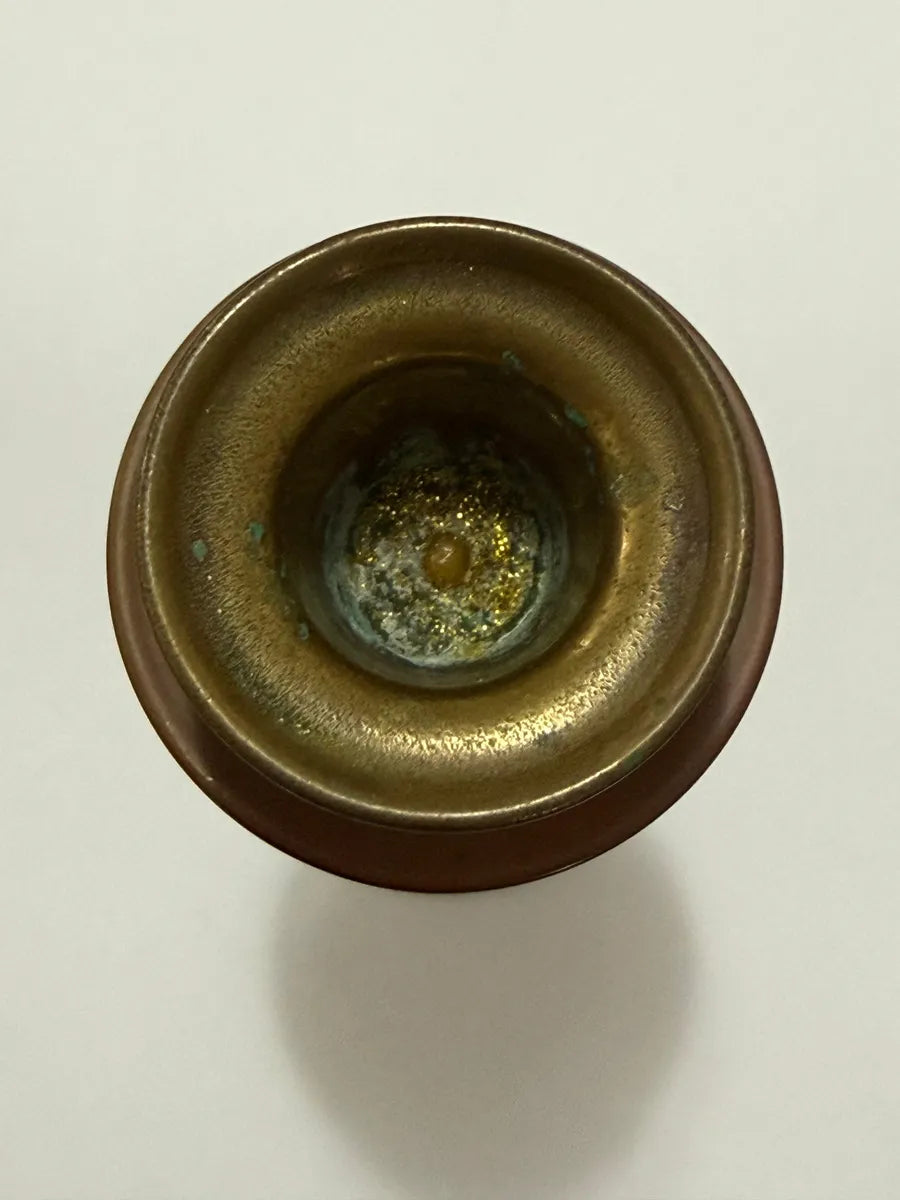 Antigo Castiçal Inglês Em Bronze/latão Século XIX