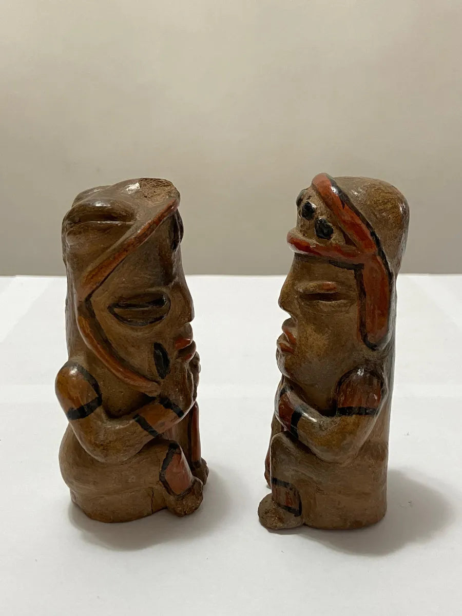 Par De Figuras Em Cerâmica Antiga Estilo Pré-colombiano