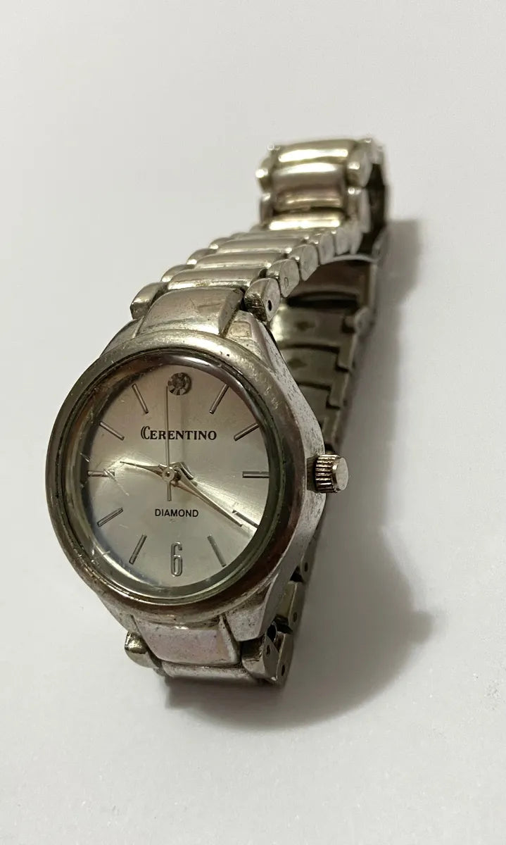 Relógio Antigo Cerentino Diamond Mj9012 Japan Movt Prateado