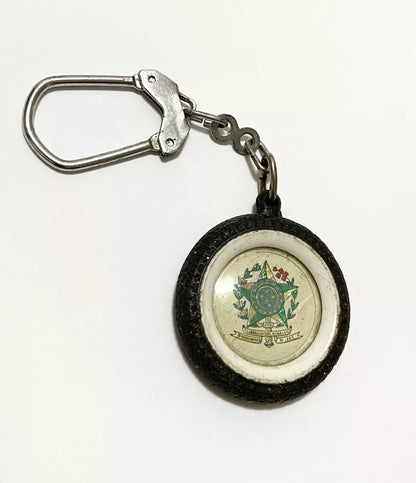 Chaveiro Antigo 1960 Brasília Roda Pneu Brasão Brasil