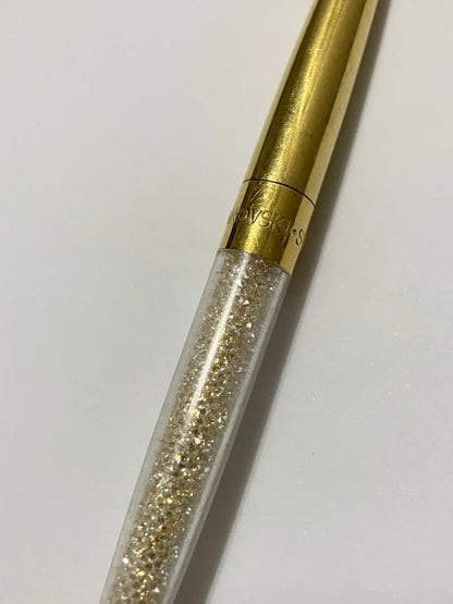 Caneta Swarovski Original Dourada Com Cristais Dourado Preto