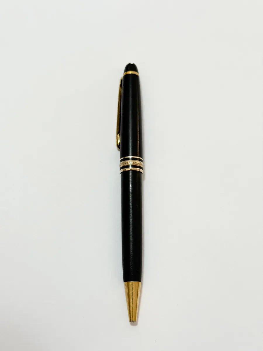 Caneta Antiga Montblanc Meisterstück Preta Detalhes Dourados